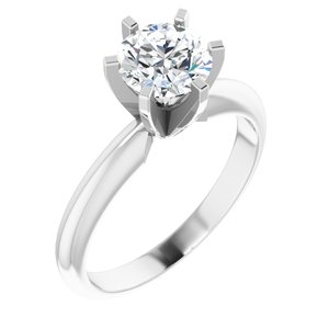 14K White 1 CT Lab-Grown Diamond Lightweight Solitaire Engagement Ring
