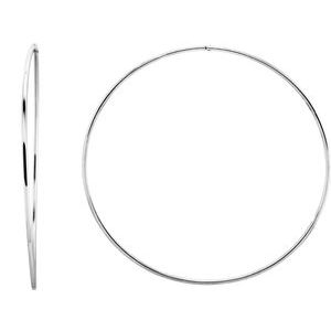 Sterling Silver 75 mm Endless Hoop Tube Earrings