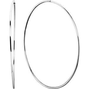 Sterling Silver 75 mm Endless Hoop Tube Earrings