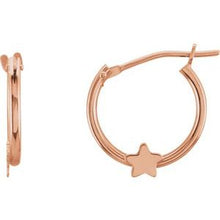 Load image into Gallery viewer, 14K Rose Hinged Hoop Earrings with Star
