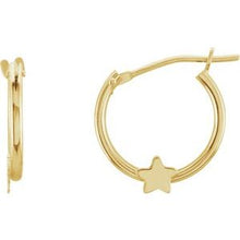 Load image into Gallery viewer, 14K Yellow Hinged Hoop Earrings with Star
