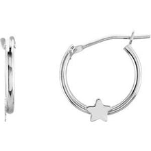 Load image into Gallery viewer, 14K White Hinged Hoop Earrings with Star
