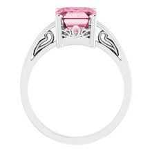Load image into Gallery viewer, 14K White Pink Tourmaline Scroll Setting¬Æ Ring
