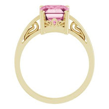 Load image into Gallery viewer, 14K Yellow Pink Tourmaline Scroll Setting¬Æ Ring
