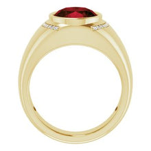 Load image into Gallery viewer, 14K Yellow Mozambique Garnet &amp; 1/8 CTW Diamond Ring
