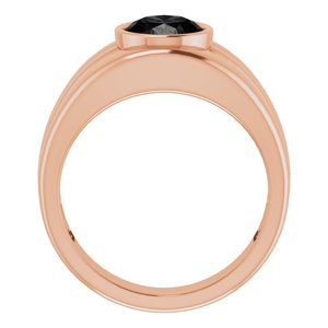 Bague lunette en onyx rose 14K pour homme