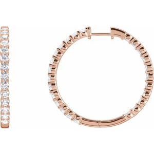 14K Rose 3 CTW diamant cultivé en laboratoire à l'intérieur et à l'extérieur boucles d'oreilles articulées de 25 mm