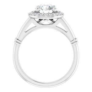 Platinum 7 mm Round Forever One‚Ñ¢ Moissanite & 1/6 CTW Diamond Engagement Ring