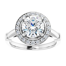 Load image into Gallery viewer, Charles &amp; Colvard Moissanite¬Æ &amp; Diamond Accented Halo-Style Engagement Ring      
