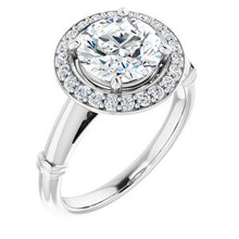 Load image into Gallery viewer, Platinum 8 mm Round Forever One‚Ñ¢ Moissanite &amp; 1/5 CTW Diamond Engagement Ring
