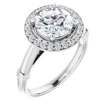 Load image into Gallery viewer, 14K White 8 mm Round Forever One‚Ñ¢ Moissanite &amp; 1/5 CTW Diamond Engagement Ring
