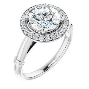 14K White 8 mm Round Forever One‚Ñ¢ Moissanite & 1/5 CTW Diamond Engagement Ring
