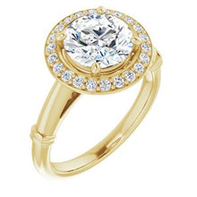 Load image into Gallery viewer, 14K Yellow 8 mm Round Forever One‚Ñ¢ Moissanite &amp; 1/5 CTW Diamond Engagement Ring
