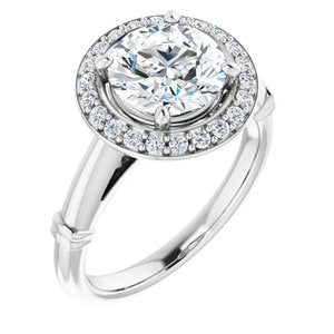 Platinum 8 mm Round Forever One‚Ñ¢ Moissanite & 1/5 CTW Diamond Engagement Ring