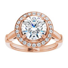 Load image into Gallery viewer, Charles &amp; Colvard Moissanite¬Æ &amp; Diamond Accented Halo-Style Engagement Ring      
