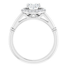 Charger l'image dans la galerie, Bague de fiançailles en platine 8x6 mm ovale Forever One ™ Moissanite et 1/6 CTW
