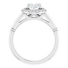 Load image into Gallery viewer, Platinum 8x6 mm Oval Forever One‚Ñ¢ Moissanite &amp; 1/6 CTW Diamond Engagement Ring
