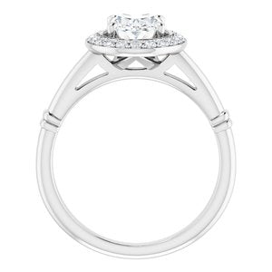 Platinum 8x6 mm Oval Forever One‚Ñ¢ Moissanite & 1/6 CTW Diamond Engagement Ring