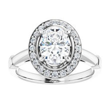 Load image into Gallery viewer, Charles &amp; Colvard Moissanite¬Æ &amp; Diamond Accented Halo-Style Engagement Ring      
