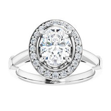 Charger l'image dans la galerie, Charles &amp; Colvard Moissanite¬Æ &amp; Diamond Accented Halo-Style Engagement Ring      
