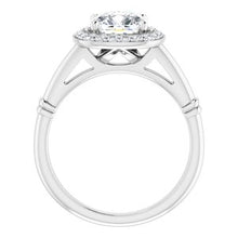 Load image into Gallery viewer, Platinum 7 mm Cushion Forever One‚Ñ¢ Moissanite &amp; 1/6 CTW Diamond Engagement Ring
