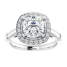 Load image into Gallery viewer, Charles &amp; Colvard Moissanite¬Æ &amp; Diamond Accented Halo-Style Engagement Ring      

