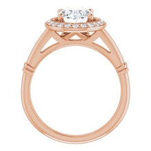 Load image into Gallery viewer, 14K Rose 9x7 mm Oval Forever One‚Ñ¢ Moissanite &amp; 1/5 CTW Diamond Engagement Ring
