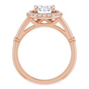 14K Rose 9x7 mm Oval Forever One‚Ñ¢ Moissanite & 1/5 CTW Diamond Engagement Ring