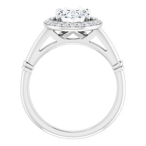 14K White 9x7 mm Oval Forever One‚Ñ¢ Moissanite & 1/5 CTW Diamond Engagement Ring