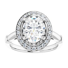 Load image into Gallery viewer, Charles &amp; Colvard Moissanite¬Æ &amp; Diamond Accented Halo-Style Engagement Ring      
