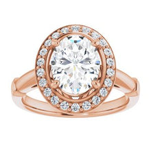Load image into Gallery viewer, Charles &amp; Colvard Moissanite¬Æ &amp; Diamond Accented Halo-Style Engagement Ring      
