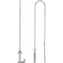 Load image into Gallery viewer, 14K White Single Initial L Chain Earring
