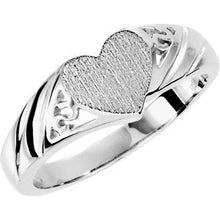Charger l'image dans la galerie, Sterling Silver 9x8 mm Heart Signet Ring
