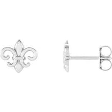 Charger l&#39;image dans la galerie, 14K White 8.25x7.4 mm Fleur-de-Lis Earrings
