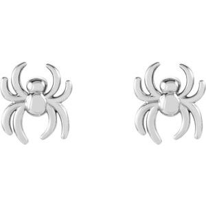 14K White 6.3x5.6 mm Spider Earrings