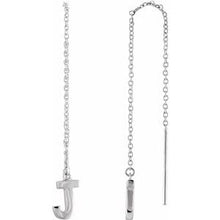Load image into Gallery viewer, 14K White Single Initial J Chain Earring
