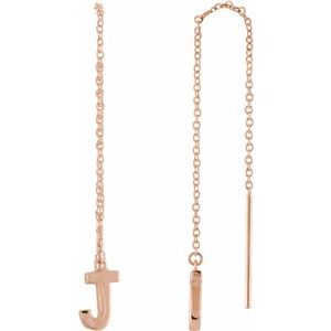 14K Rose Single Initial J Chain Earring