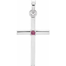 Load image into Gallery viewer, 14K White 19.2x9 mm Pink Tourmaline Cross Pendant
