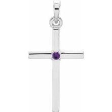 Load image into Gallery viewer, 14K White 19.2x9 mm Amethyst Cross Pendant
