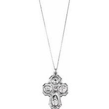 Charger l&#39;image dans la galerie, Sterling Silver 28x21 mm Four-Way Medal 24&quot; Necklace
