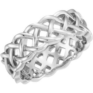 Sterling Silver 8 mm Celtic-Inspired Band Size 6