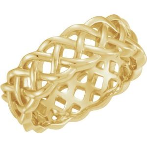 Bande 18K jaune 8 mm d'inspiration celtique Taille 12