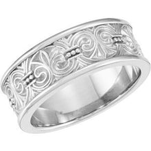 Charger l&#39;image dans la galerie, Sterling Silver 7.5 mm Fleur-de-lis Band Size 7
