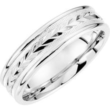 Load image into Gallery viewer, Palladium 6 mm Wheat Design Band with Milgrain Size 13
