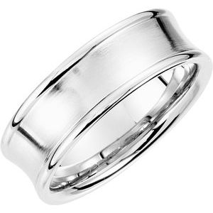 Palladium 7.5 mm Concave Band with Satin Finish Size 5.5