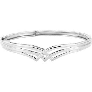 14K White Hinged Bangle Bracelet