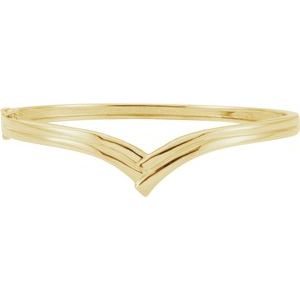 14K Yellow 6.8 mm V Hinged Bangle B6 1/2" Bracelet