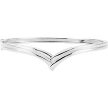 Load image into Gallery viewer, 14K White 6.8 mm V Hinged Bangle B6 1/2&quot; Bracelet
