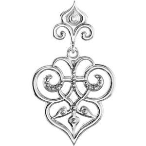 Sterling Silver 27x6 mm Fleur-De-Lis Pendant