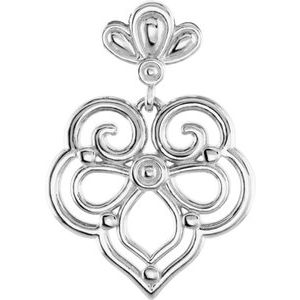 Sterling Silver 24.5x17.3 mm Decorative Pendant